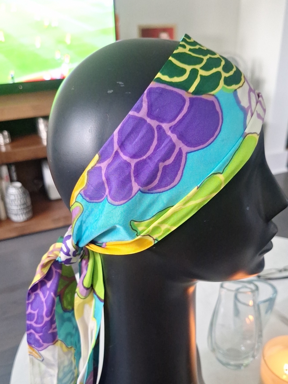 Vintage 70s Neck Scarf Retro Groovy Bright Colorful Headband Hippie Festival
